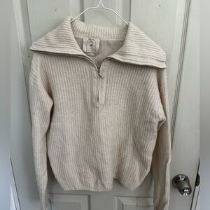 Sunny 1/4 Zip 100% Cashmere Sweater Size 1 Cream